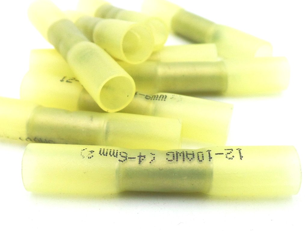 Yellow Heat Shrink Automotive Cable Butt Terminals 10 pack