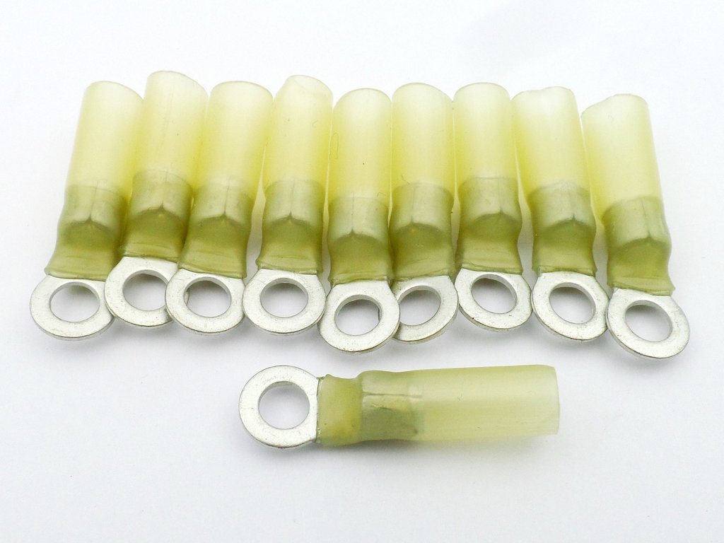5.3mm Yellow Heat Shrink Ring Terminal 10 Pack
