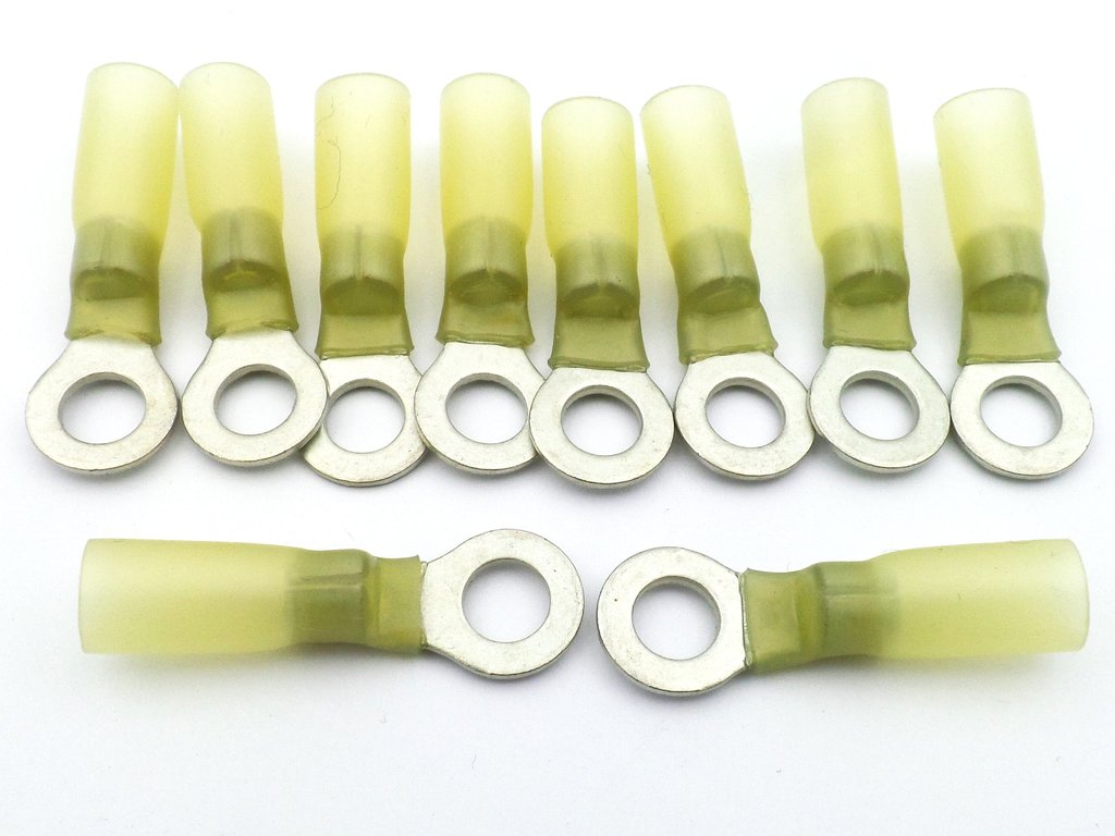 6.3mm Yellow Heat Shrink Ring Terminal 10 Pack