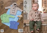 King Cole 3724 Knitting Pattern Coat with Hood, Jacket with Pockets and Lacy Cardigan