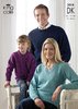 King Cole 3018 Knitting Pattern Family Sweaters & Cardigan in King Cole Merino Blend DK