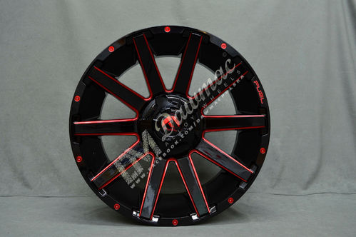Fuel Contra 20" 9J ET20 5x139,7/5x150 Gloss Black Milled Red